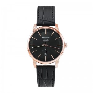 Alexandre Christie AC 1030 Rosegold Black Leather Lady LDLRGBA